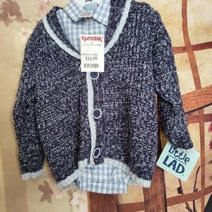 NWT Baby's sweater, onesie and 3 bibs